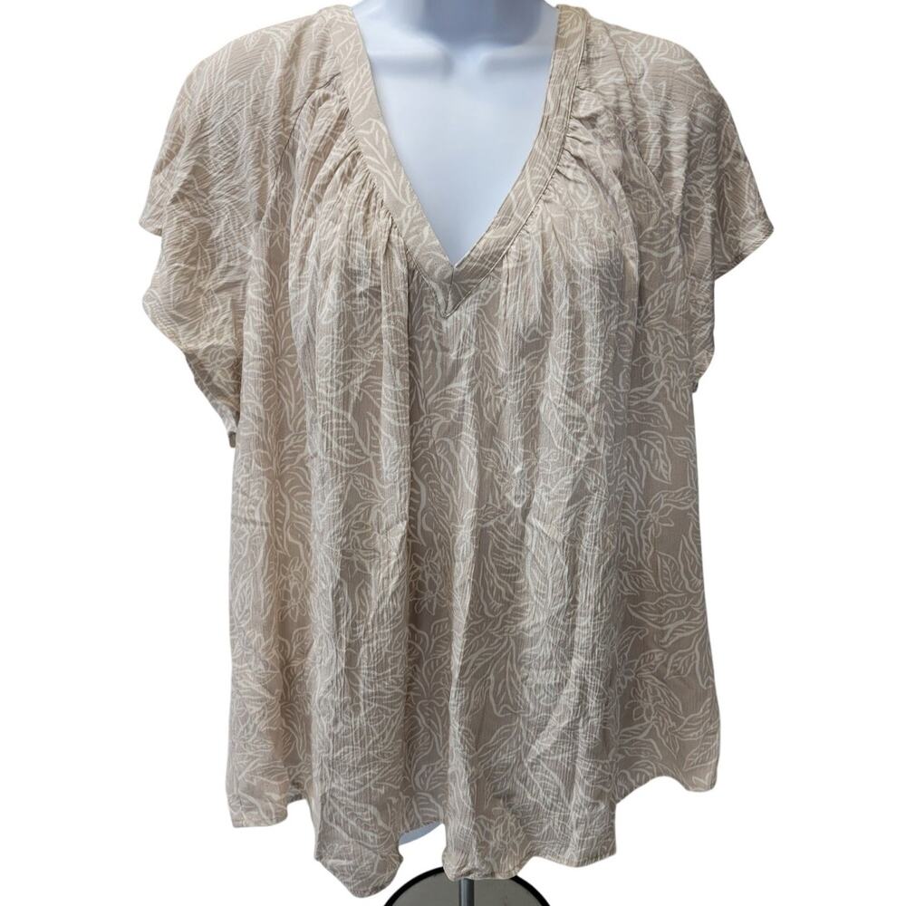 Torrid Womens SZ 1 14/16 1x Washable Crinkle Gauze V-Neck Flutter Short Sleeve - Picture 2 of 4